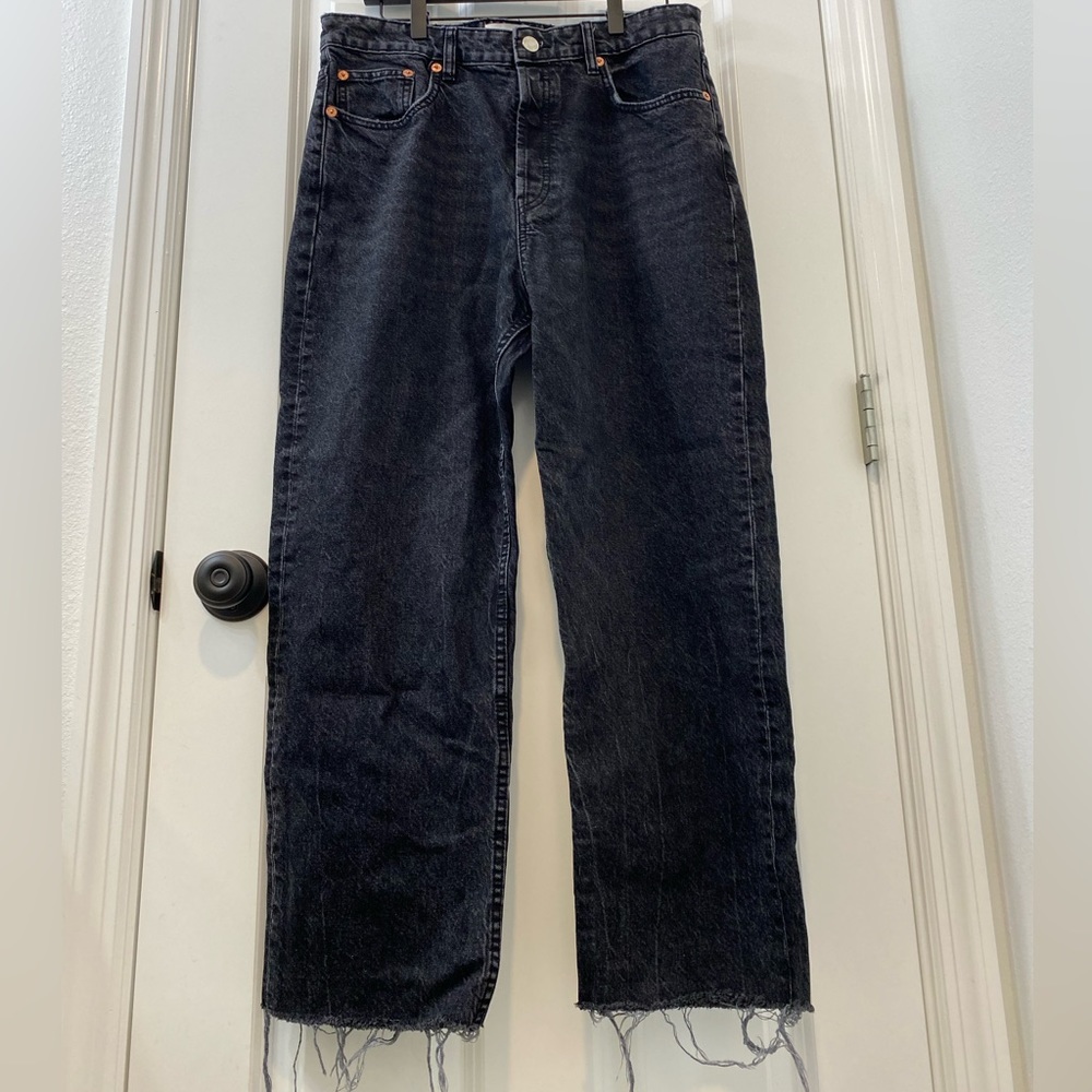 Zara Black raw hem jeans